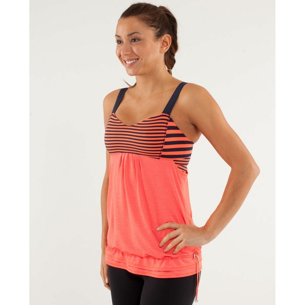 Lululemon Back on Track Women's size 4 Blue Orange Bra Drawstring Hem Tank